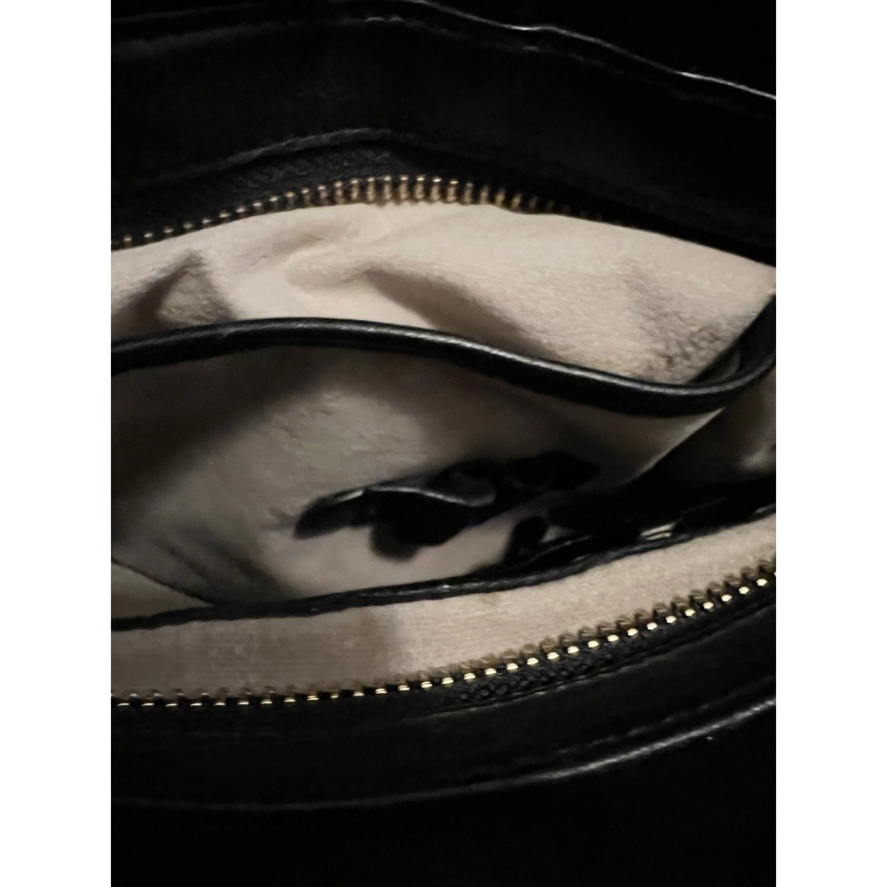 Brahmin Black Leather Shoulder Bag Crocodile Embossed Accents Gold Tone Hardware - Picture 5 of 10